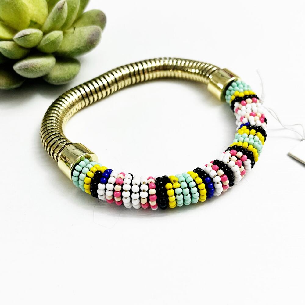 NEW French Connection Colorful Seed Bead Stretch Bracelet